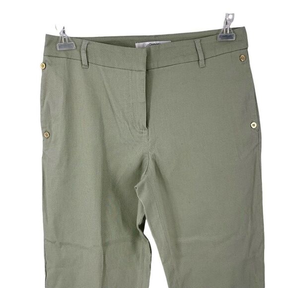 Liz Claiborne Cropped Pants Green Textured Mid Rise Skinny Trousers Chic Size 8 - Picture 3 of 7